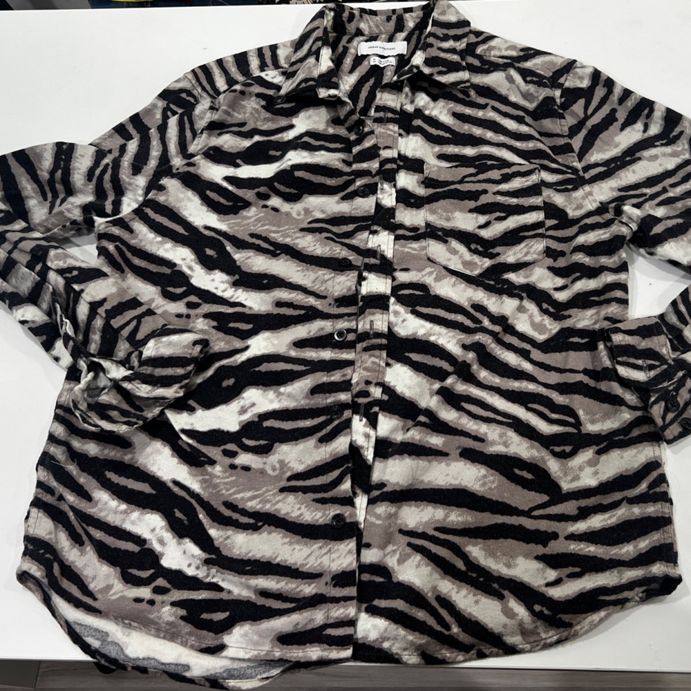 Urban Outfitters Black and Taupe Zebra Print Button-Up